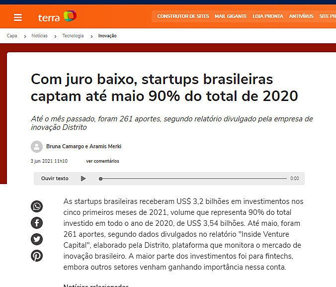 Com juro baixo, startups brasileiras captam at maio 90% do total de 2020